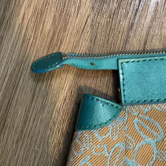 Bebe Purse Bag Handbag Tote Vintage Large Blue Khaki Logo - Picture 15 of 16